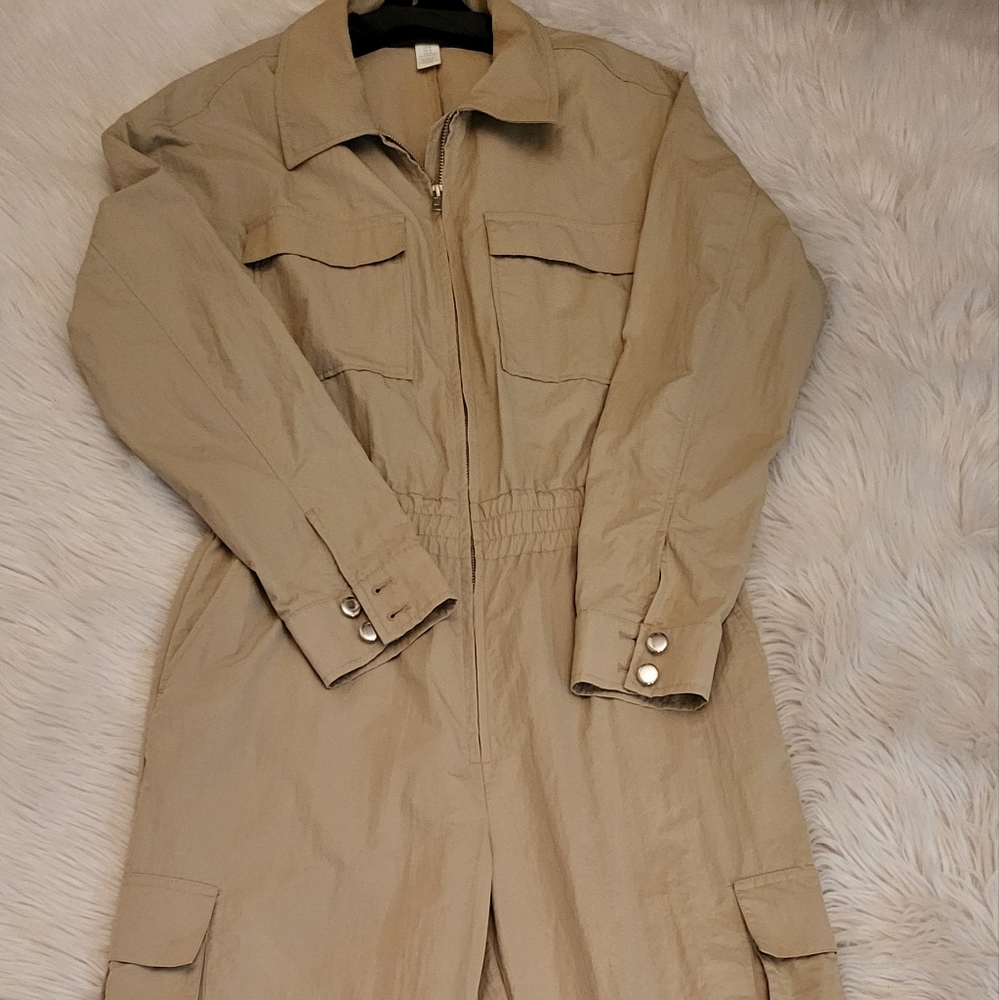 Beige  cargo boiler suit.